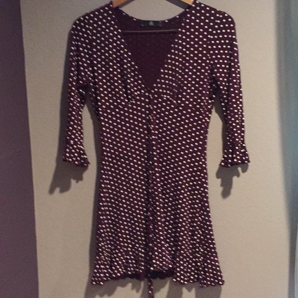 Burgundy polka dot dress